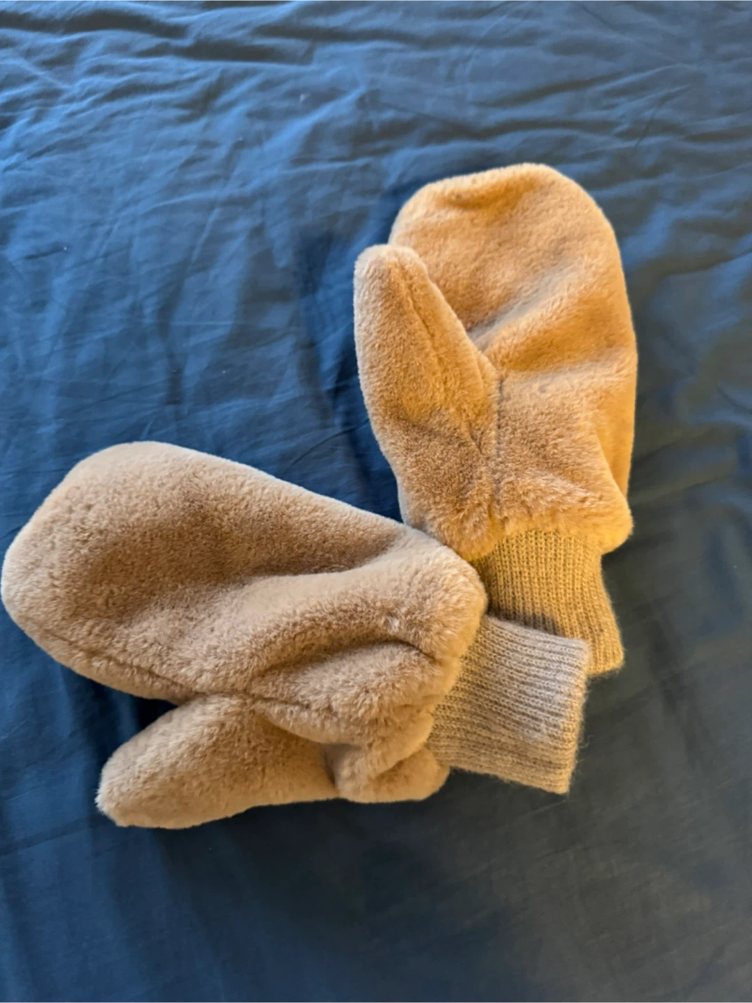 cozy Beige women's fuzzy gloves