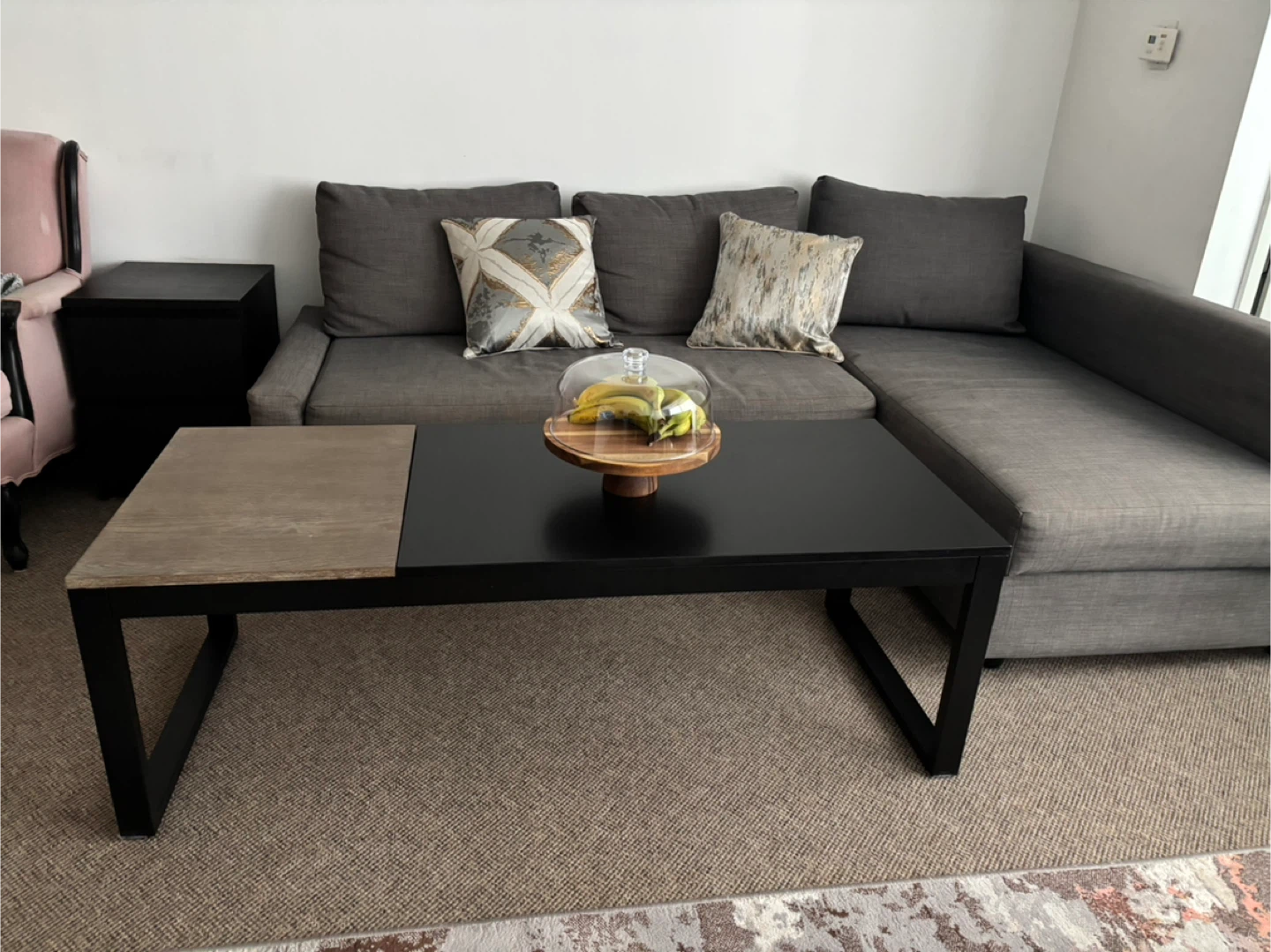 Modern Black and Wood Coffee Table