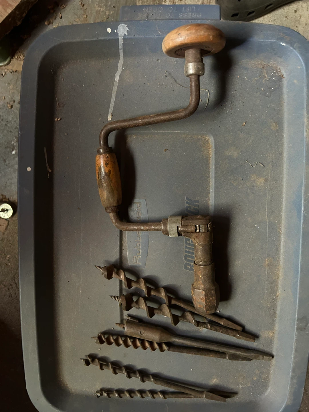 Antique Hand Brace Drill with Bits