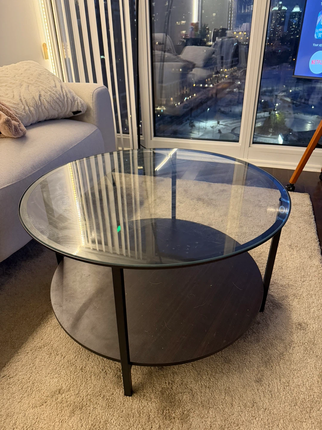 IKEA VITTSJÖ Coffee Table - Glass & Black-Brown