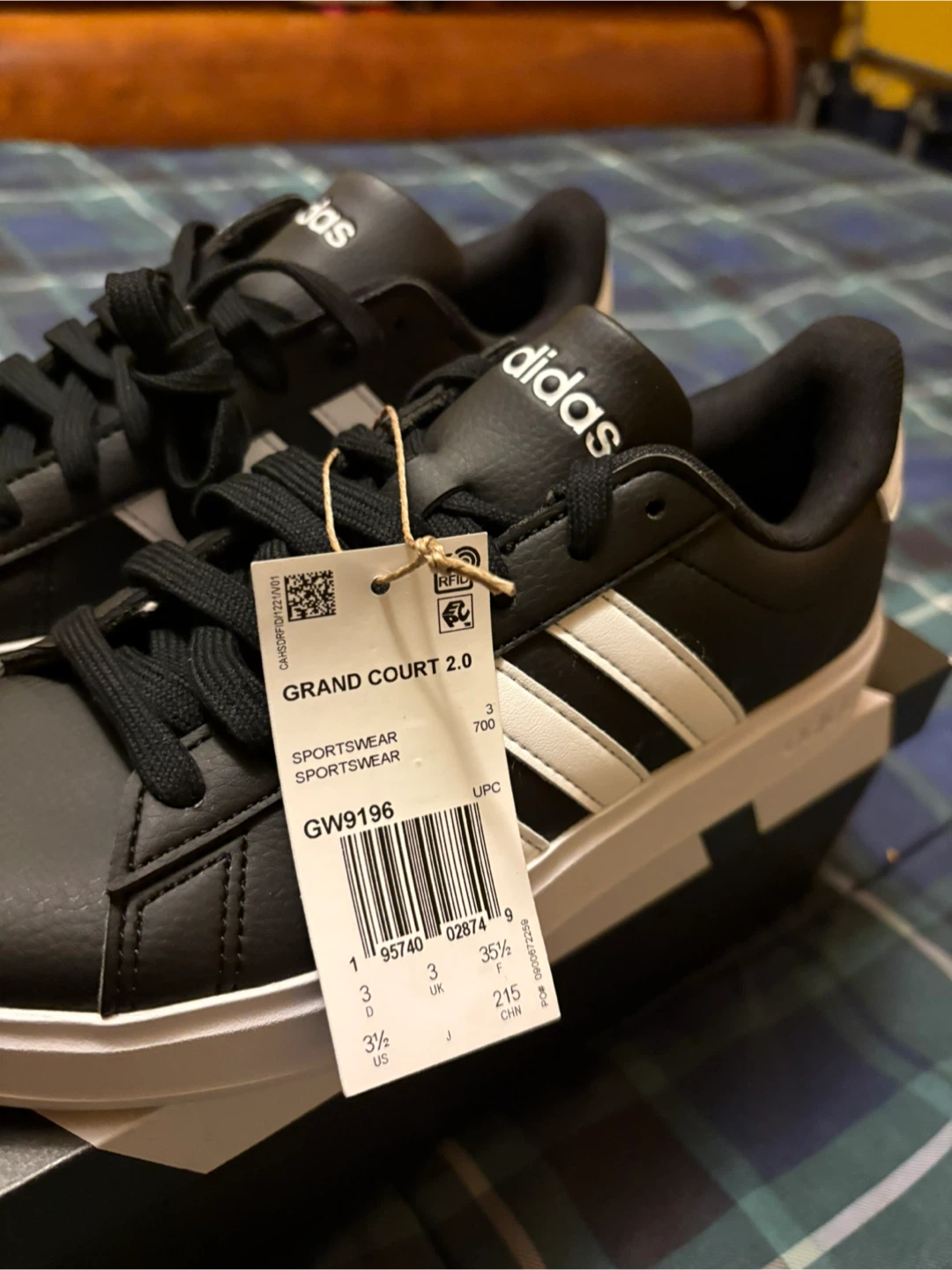 New Adidas Grand Court 2.0 Black/White - US 3.5 - photo 3