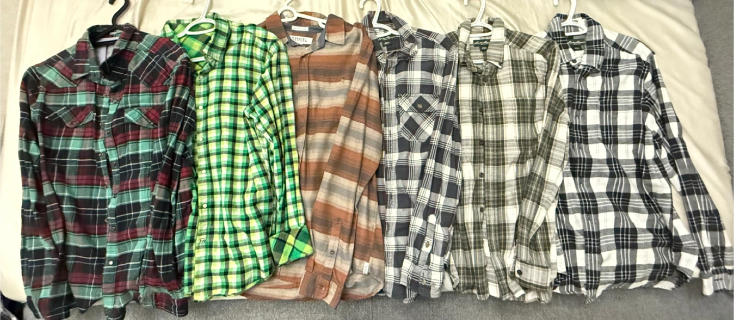Eddie Bauer Flannel Shirts (3) and 3 assorted shirts