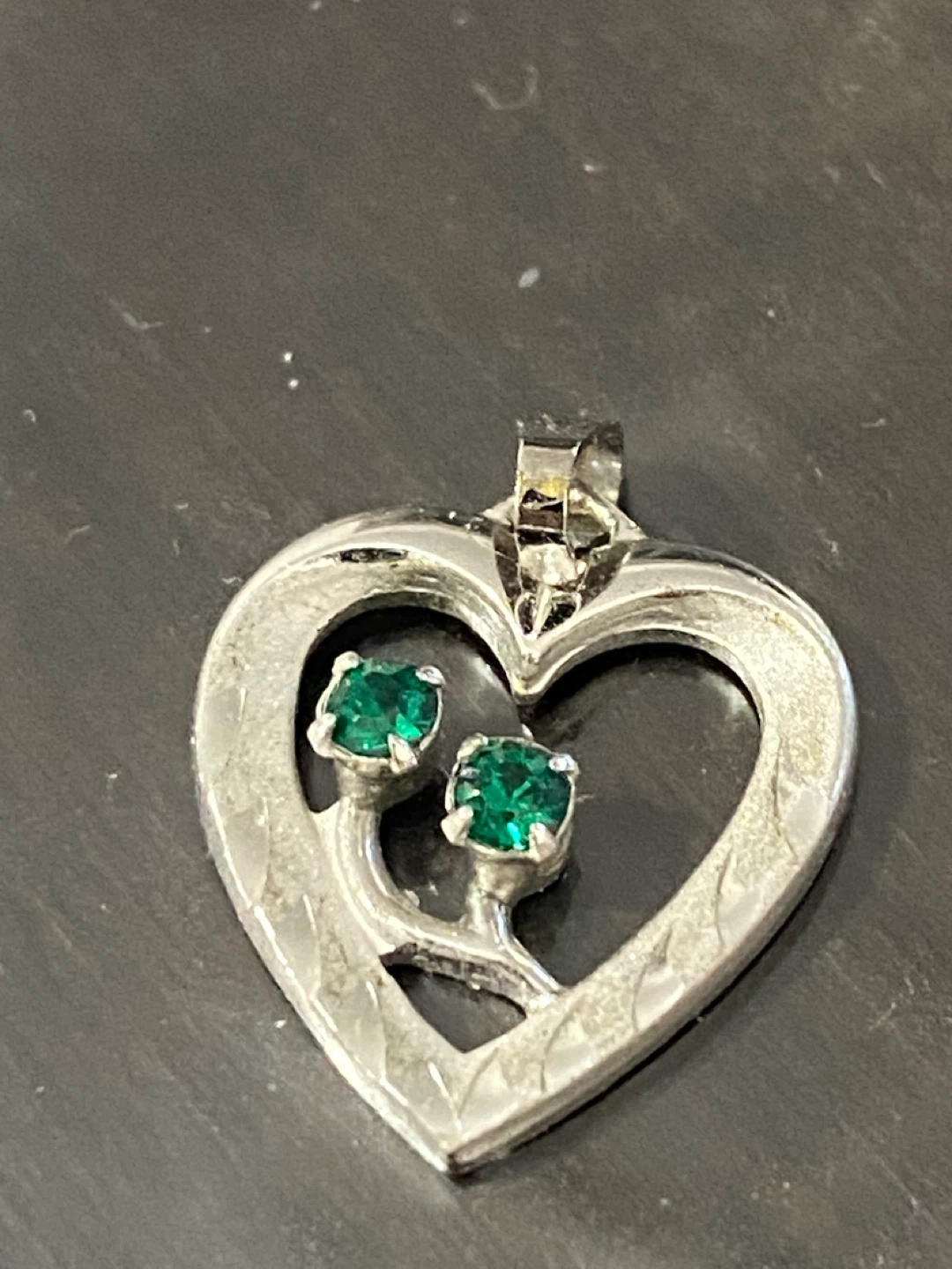 Heart Pendant with Green Stones