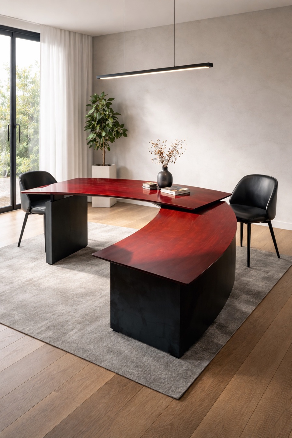 Unique Red & Black Modern Desk - photo 2