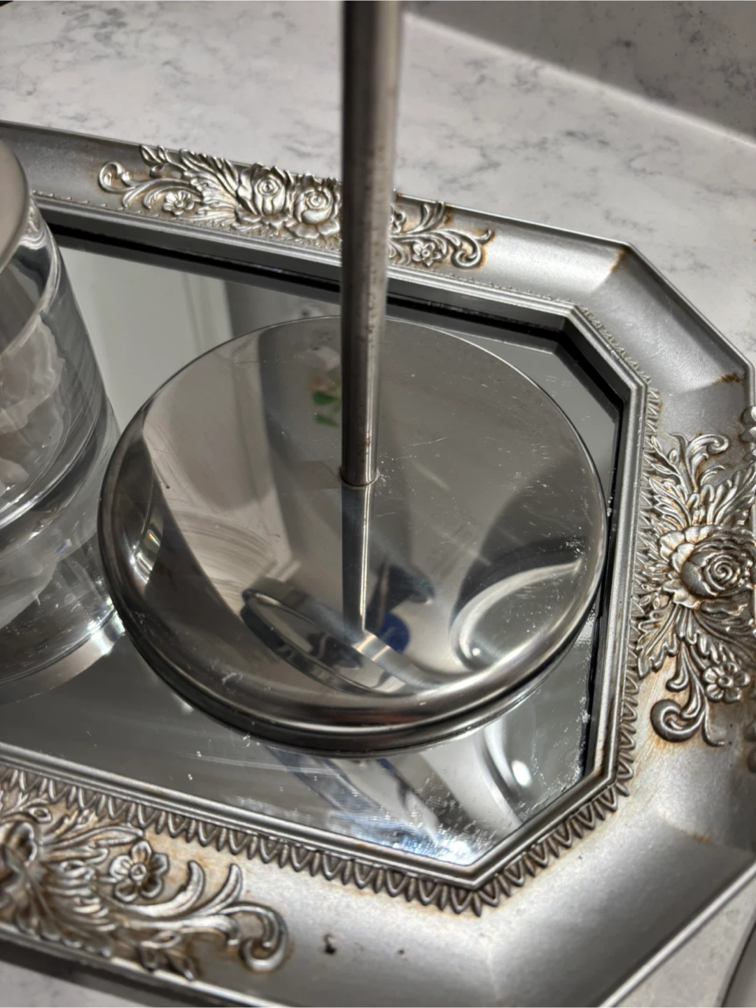 Silver Vanity Tray with Mirror and Jar - photo 5