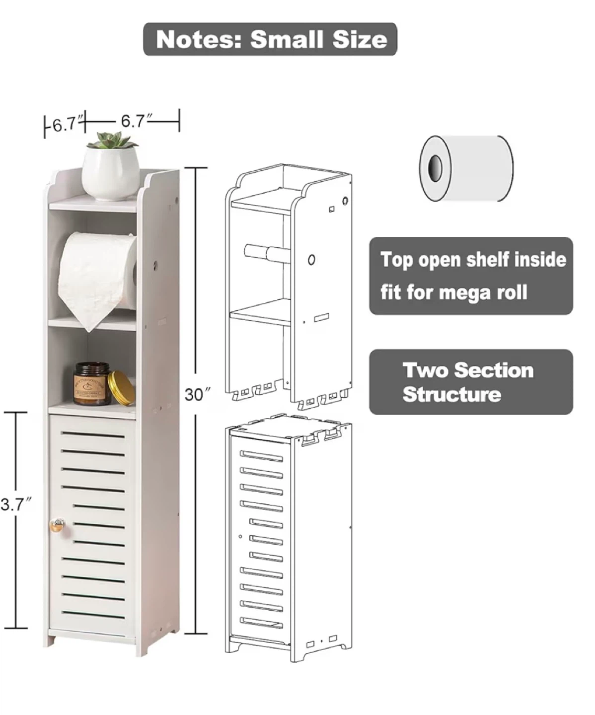 AJOEZOR White Bathroom Shelf - Small Size - photo 2