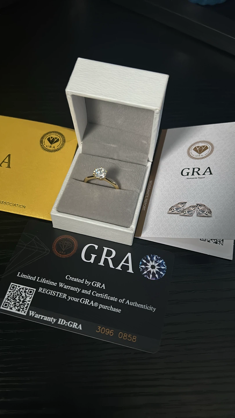 GRA Yellow Gold Moissanite Ring ( size 7 )