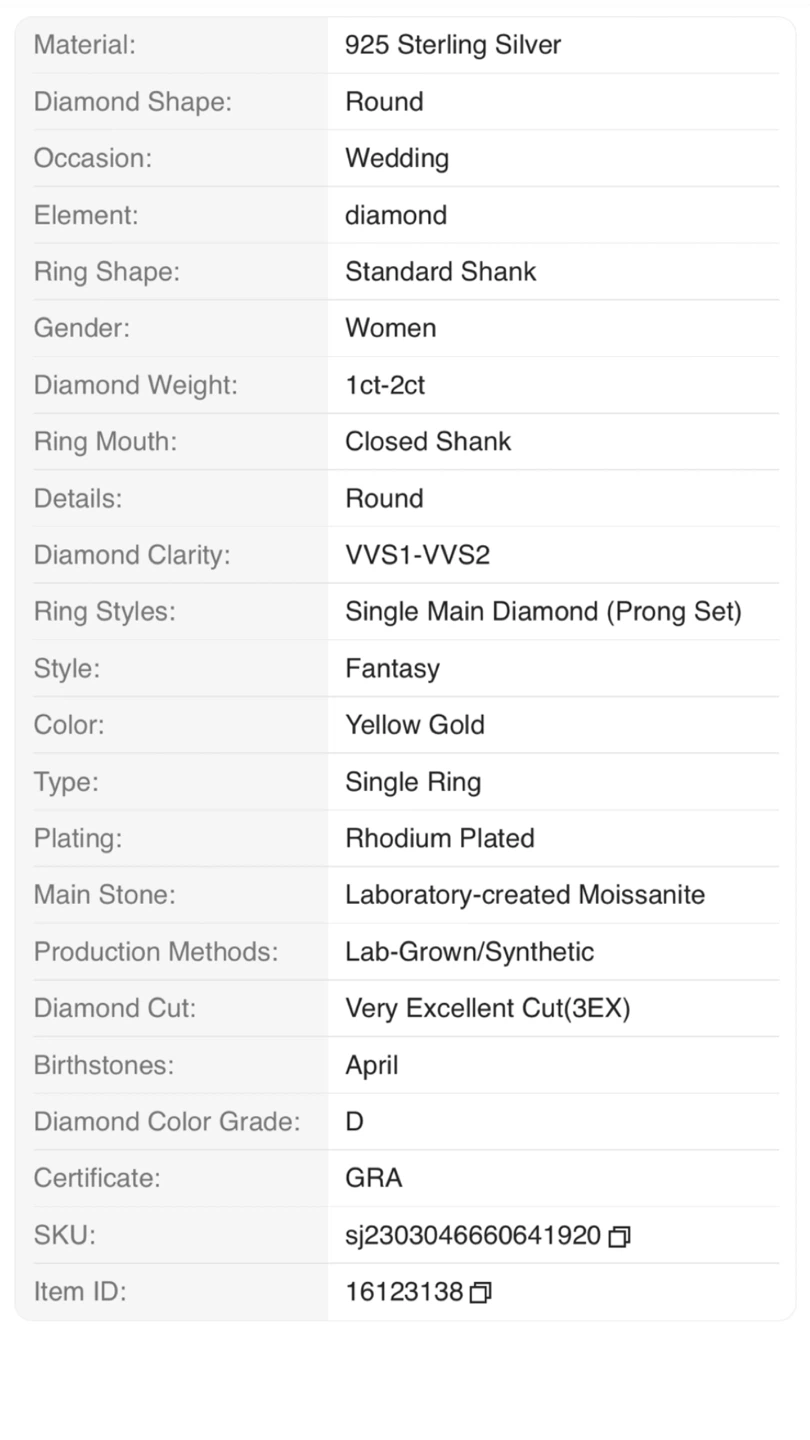 GRA Yellow Gold Moissanite Ring ( size 7 ) - photo 3