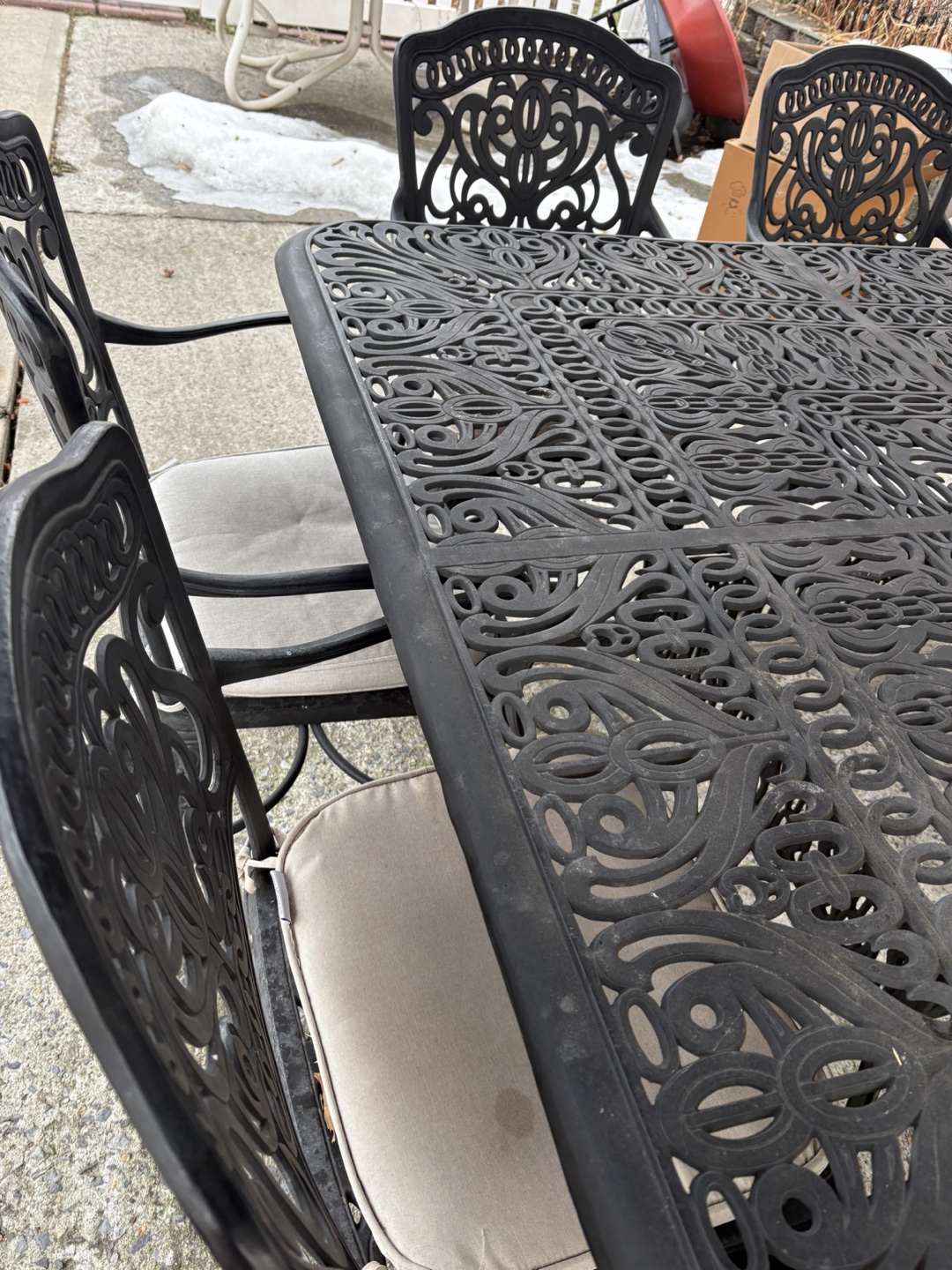 Cast Aluminum Outdoor Dining Set - Table & 6 Chairs - photo 2