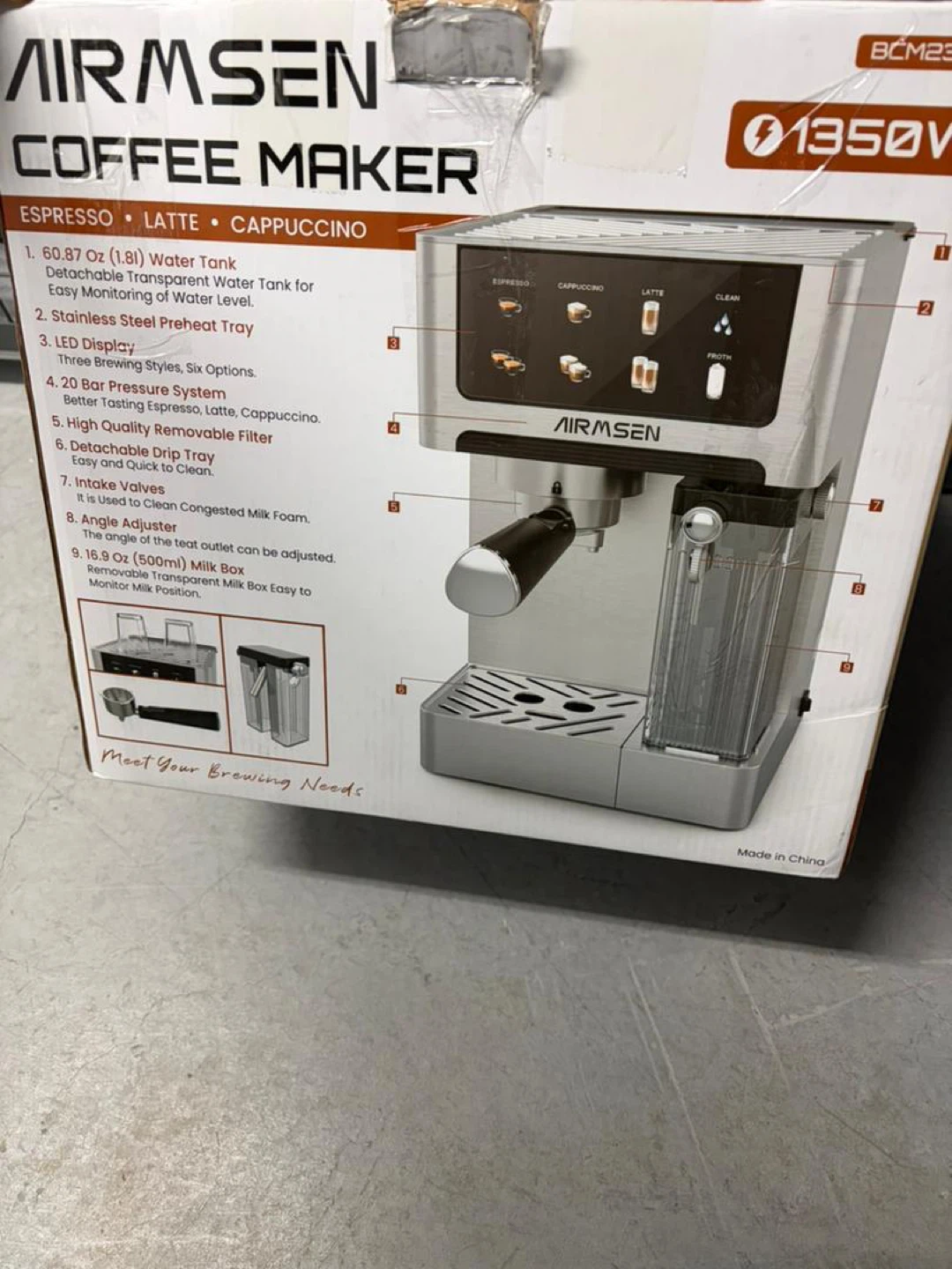 AIRMSEN Espresso, Latte & Cappuccino Coffee Maker