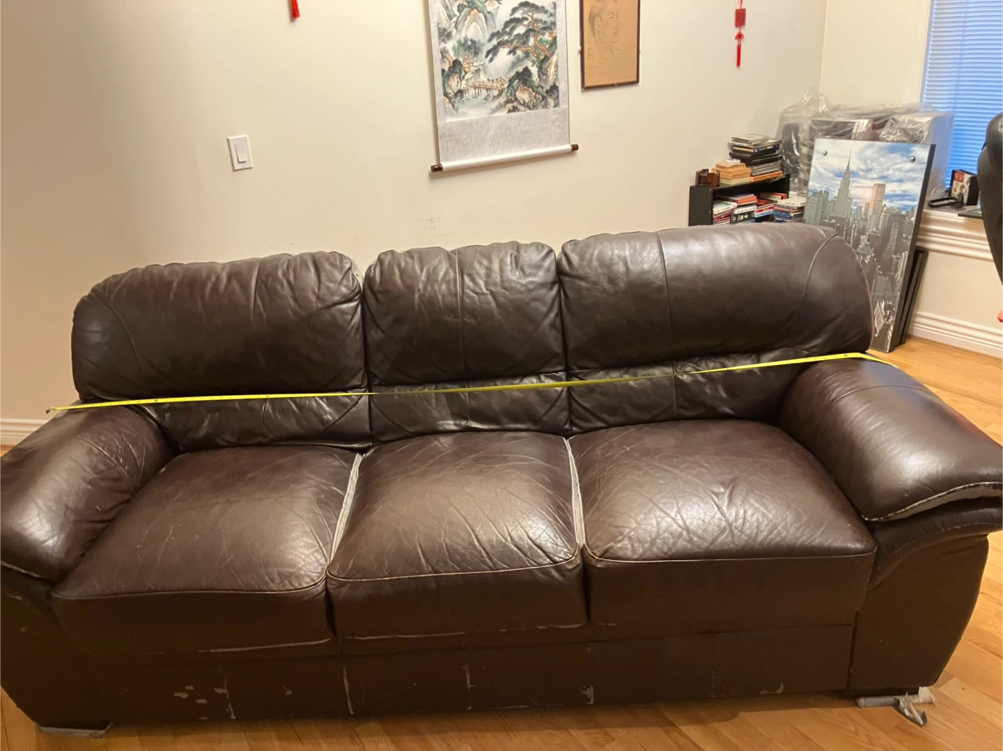 Brown Leather Sofa - 90cm Height - photo 2