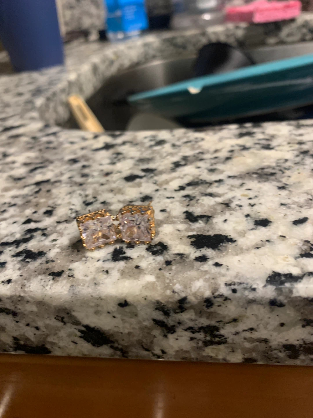 Gold-tone Square Stud Earrings