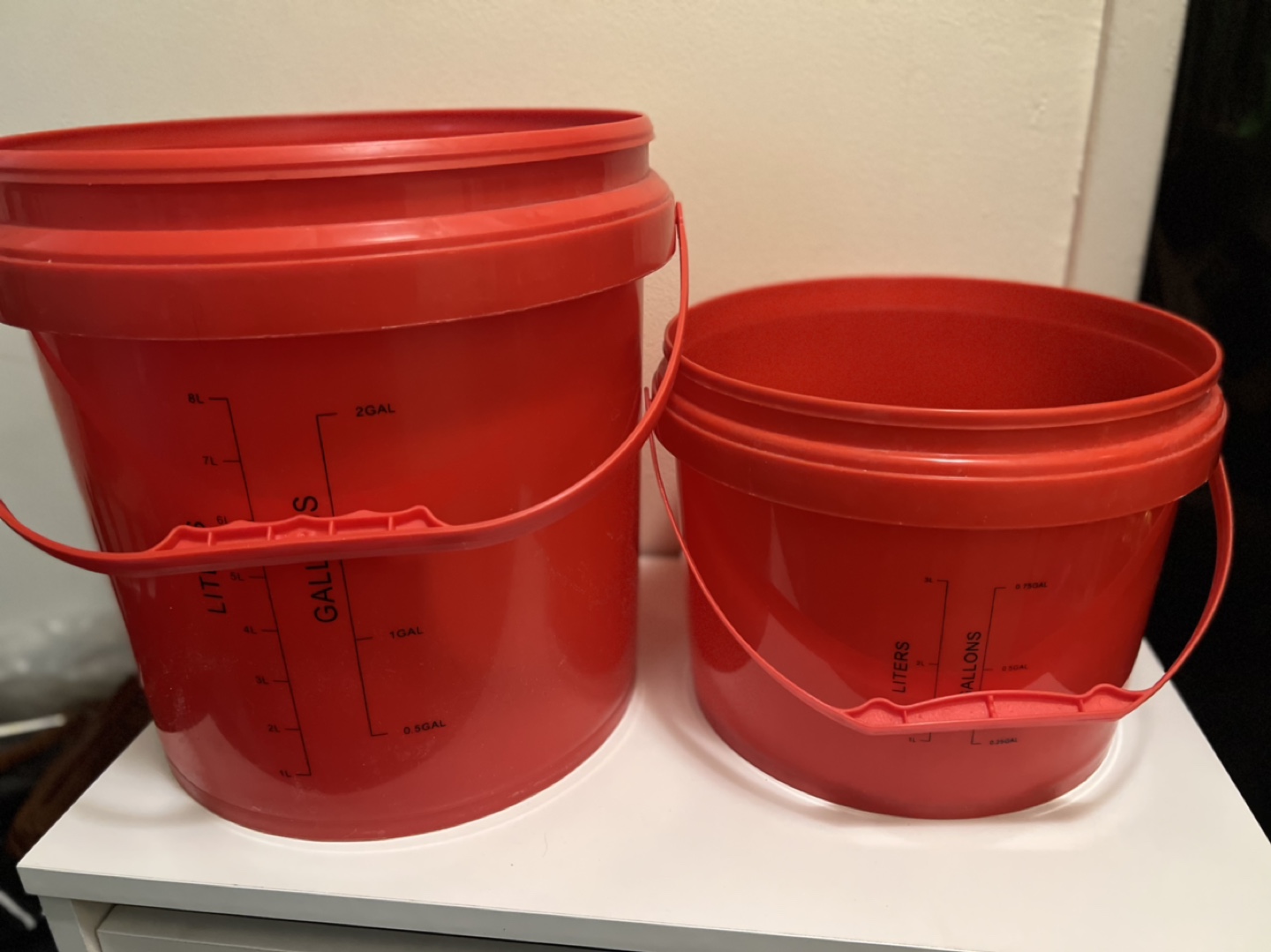 Red Plastic Buckets - 2 Gallon & Smaller