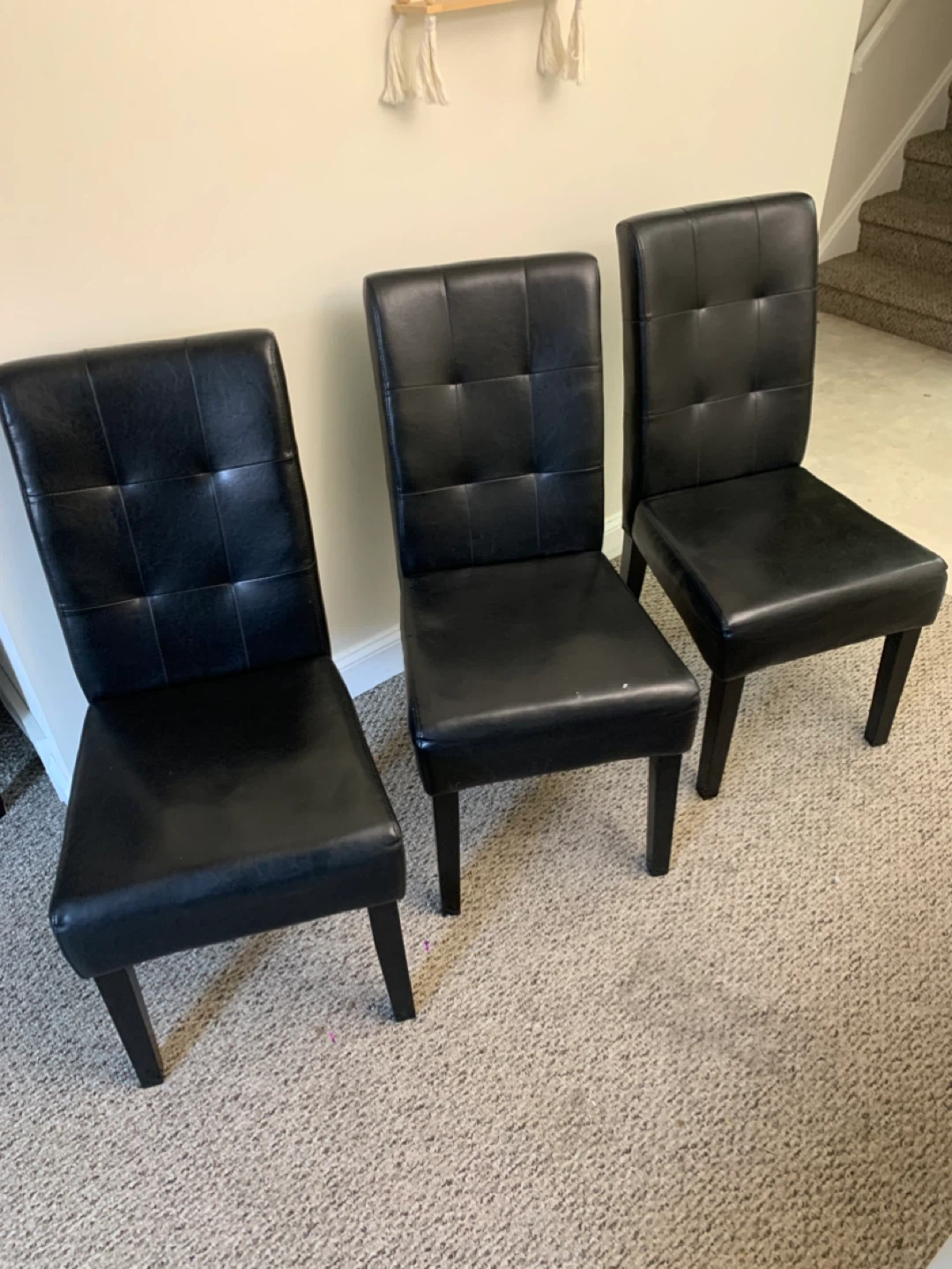 Dining Chairs - Set of 3 Black - Furniture