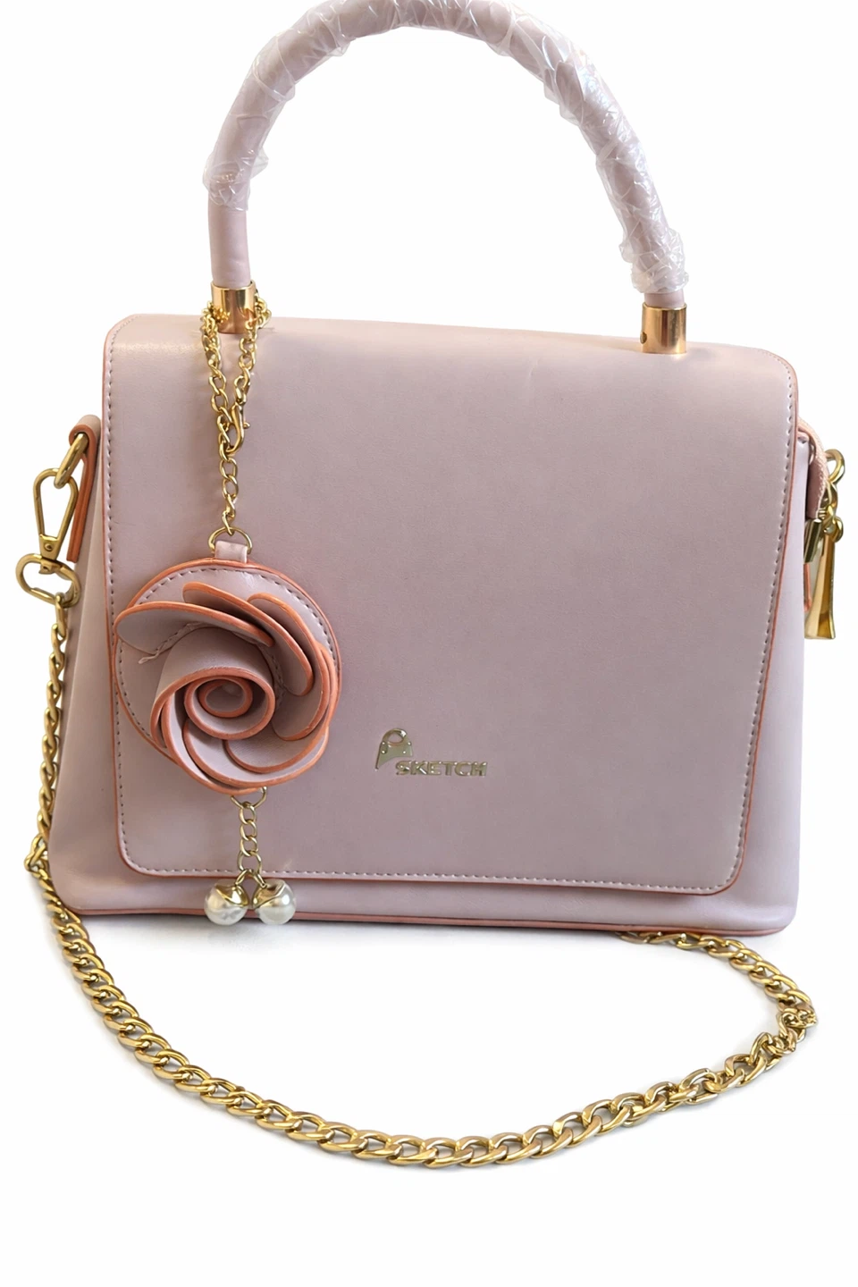 Sketch Pink Top Handle Bag with Chain