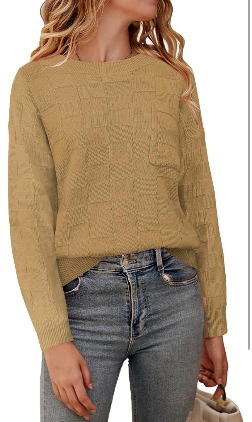 NEW! Beige Knit Sweater with Pocket - photo 2