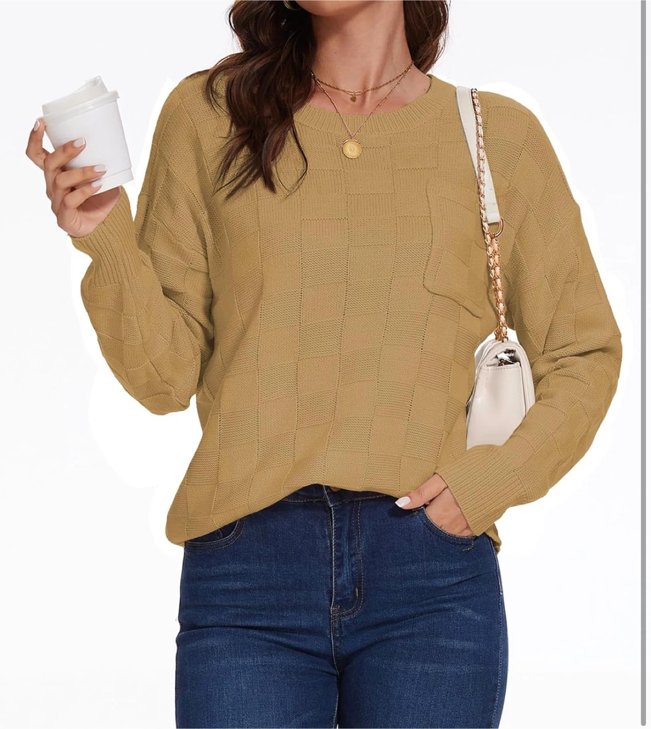 NEW! Beige Knit Sweater with Pocket - photo 4