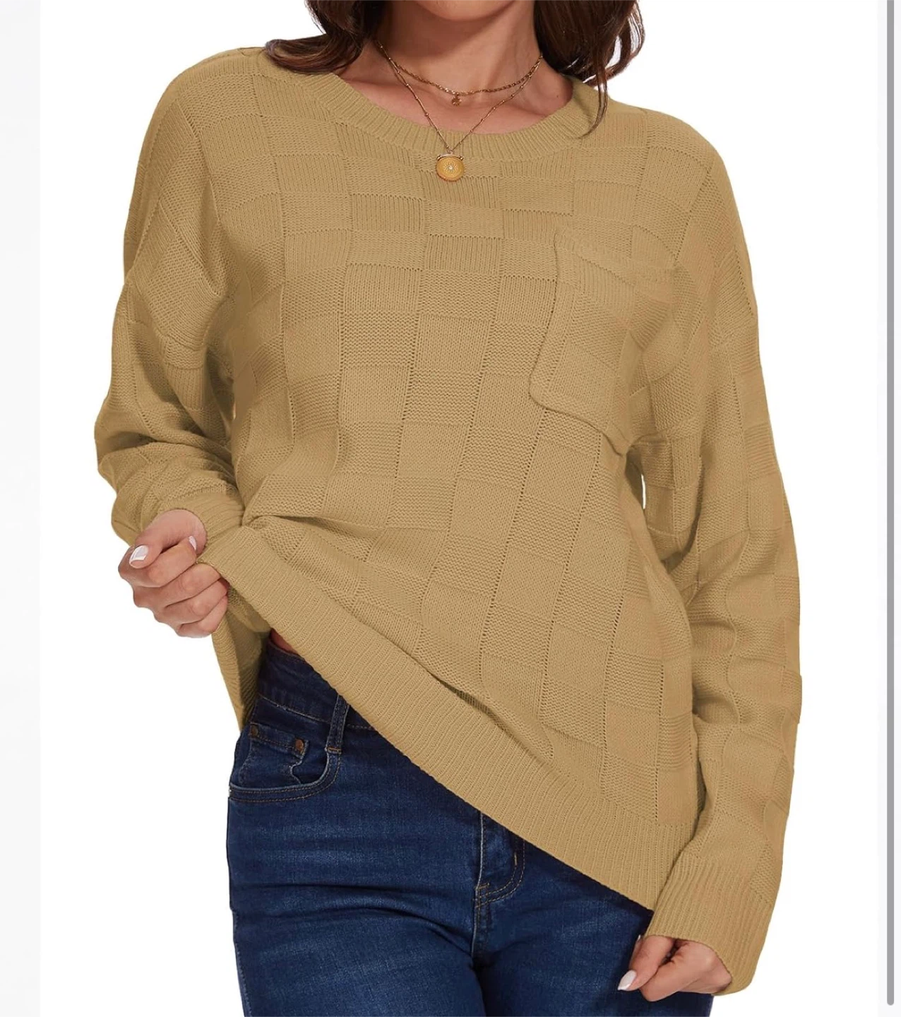 NEW! Beige Knit Sweater with Pocket - photo 5