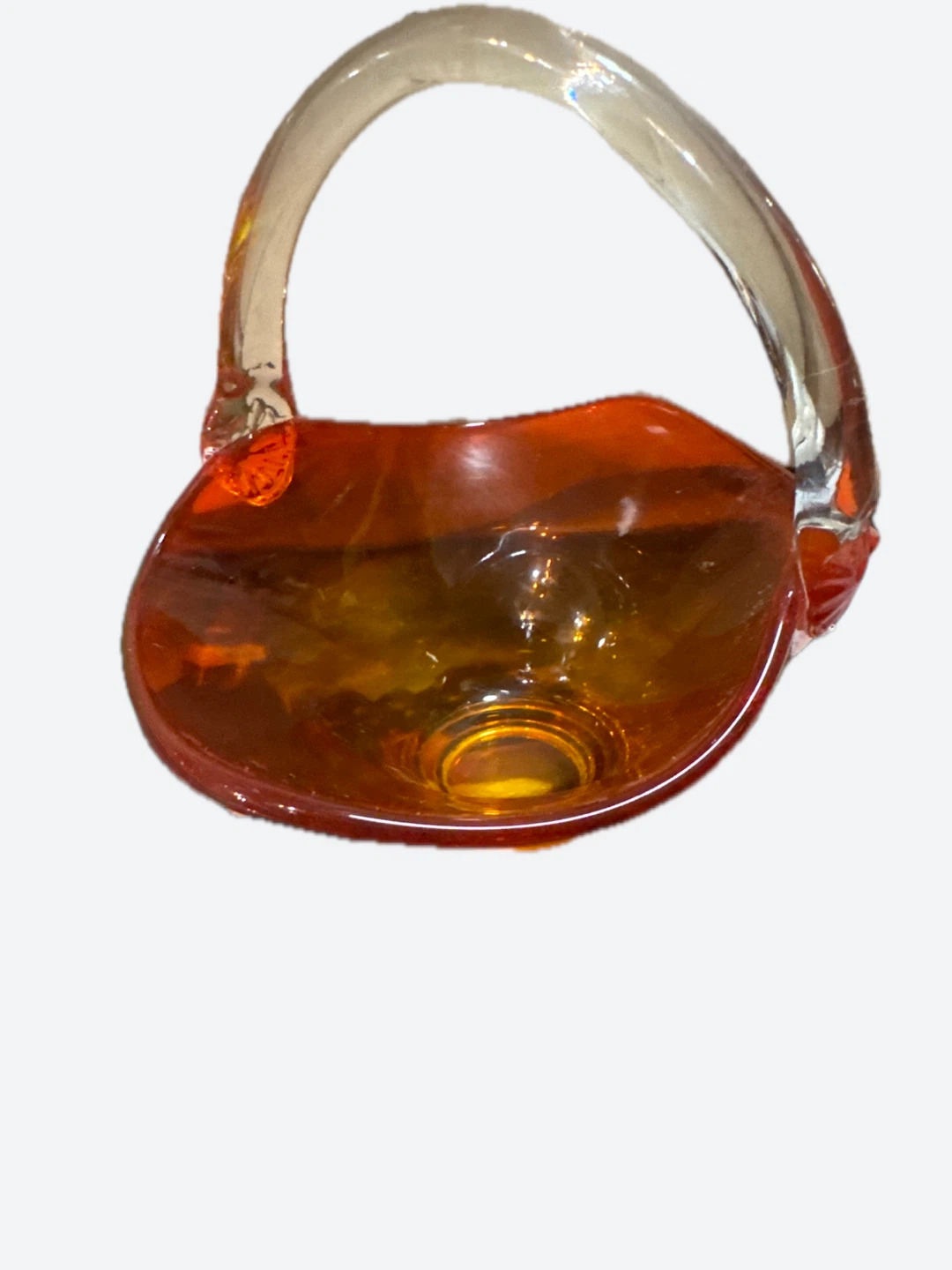 Orange Glass Basket with Handle - photo 2