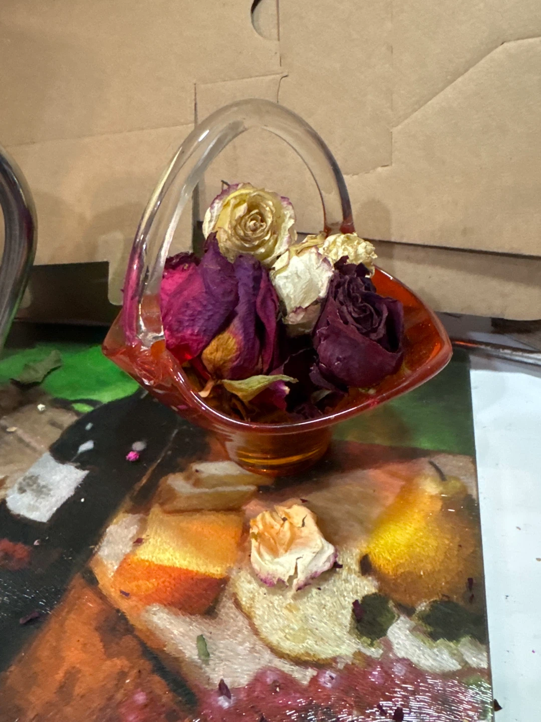 Orange Glass Basket with Handle - photo 4