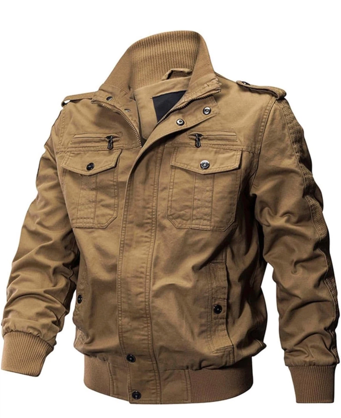 NEW! Brown Military Style Bomber Multi-Pocket Jacket - photo 2