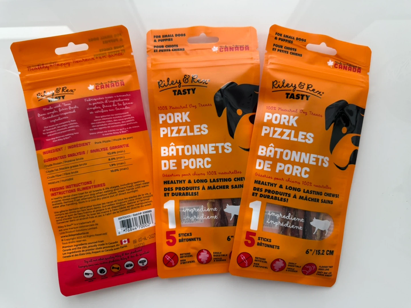 New Riley & Rex Pork Pizzles Bully Dog Treats