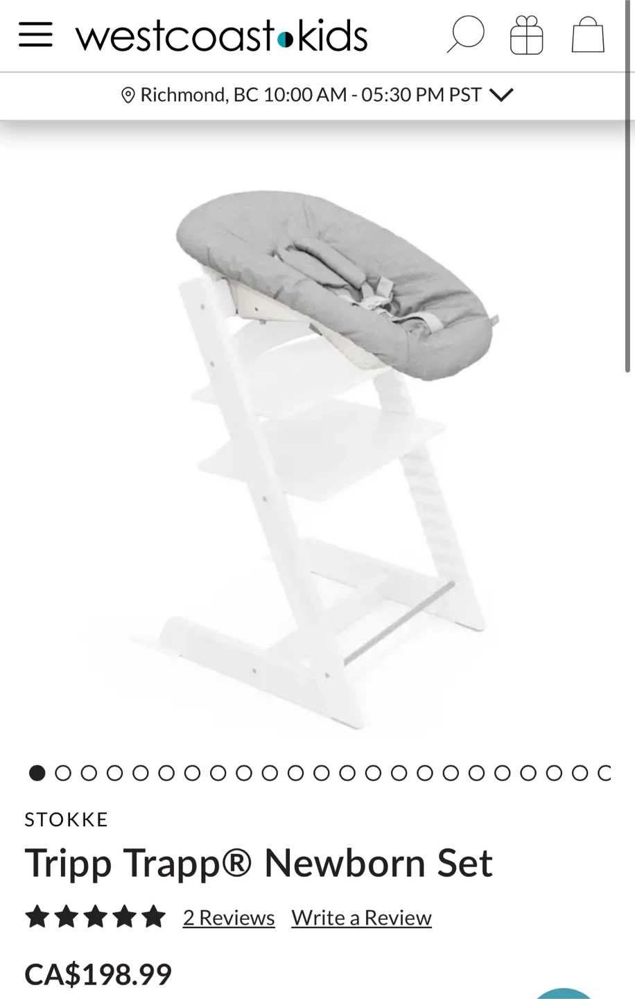 Stokke Tripp Trapp Newborn Set -Grey, Like New