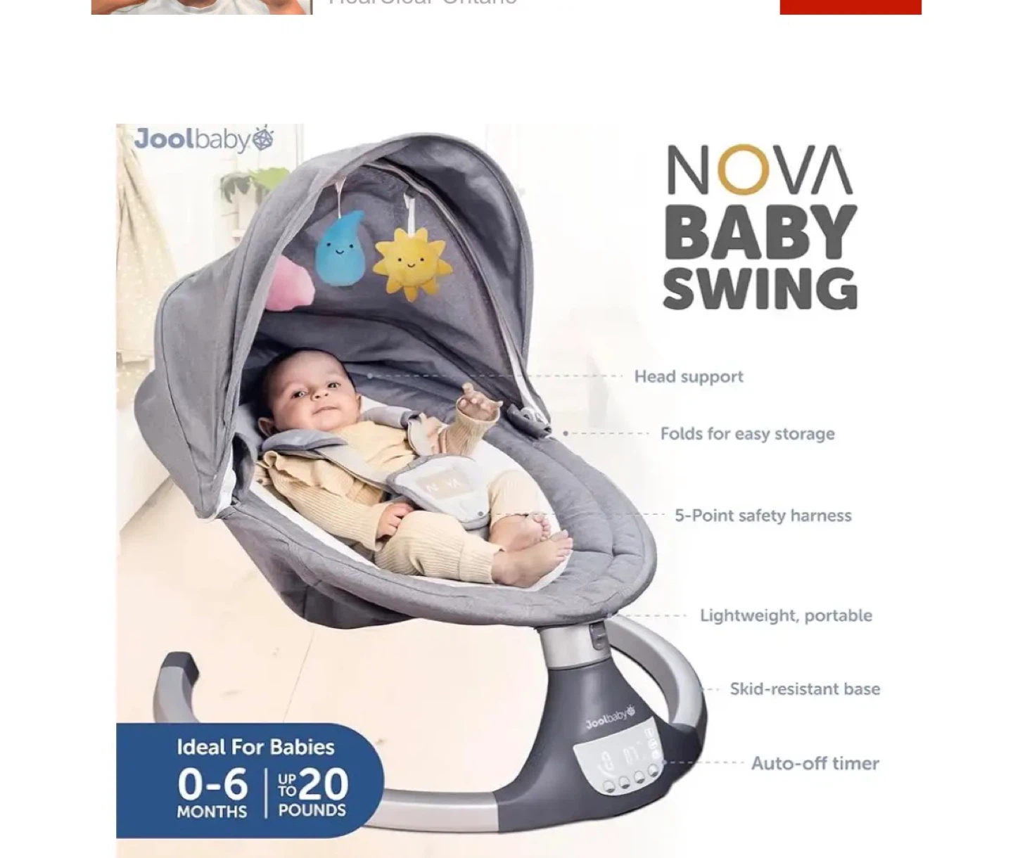 Joolbaby Nova Baby Swing - Like New!