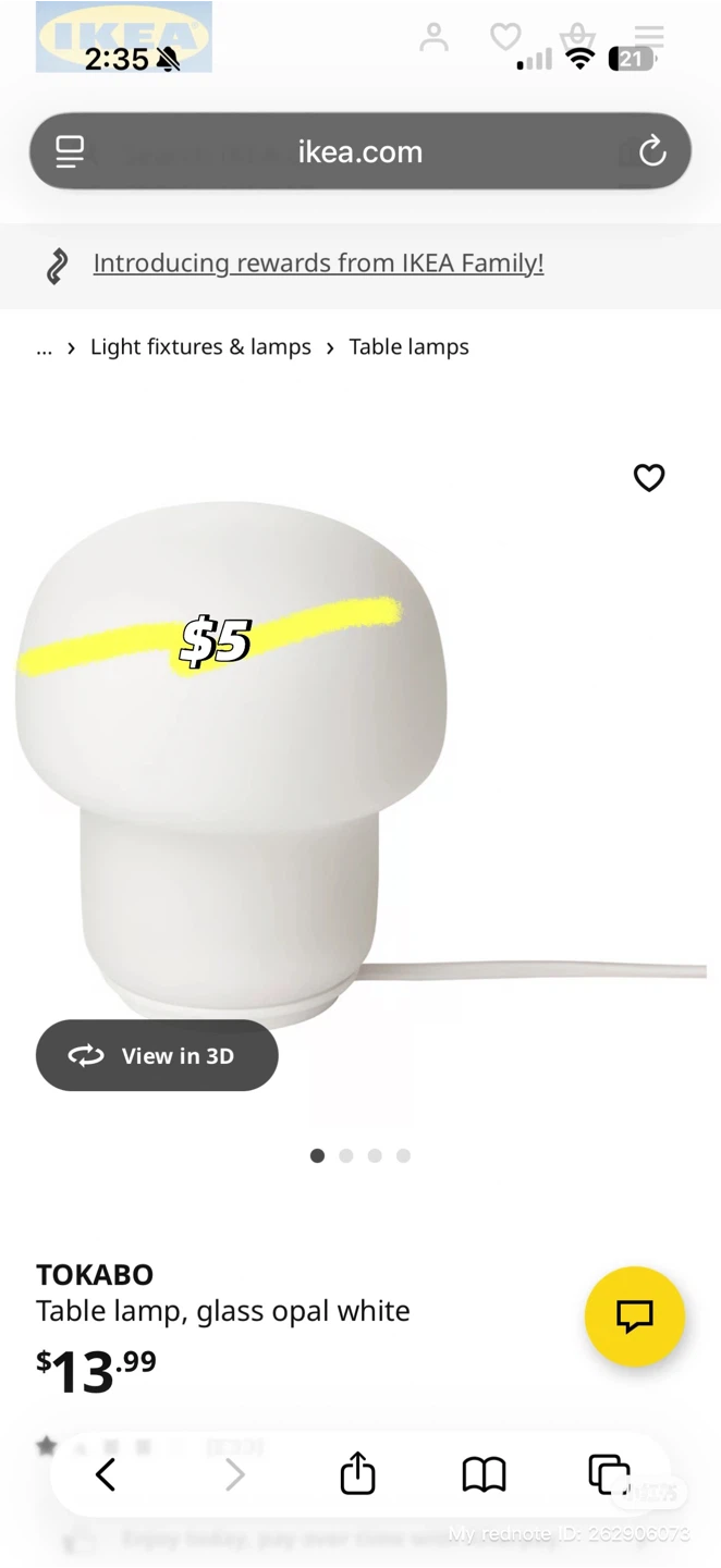 IKEA Tokabo Table Lamp - Opal White