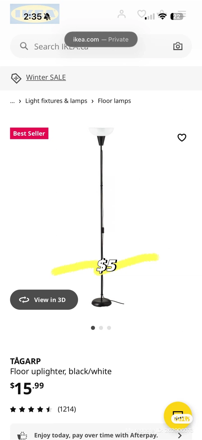 IKEA TÅGARP Floor Uplighter - Black/White - photo 2