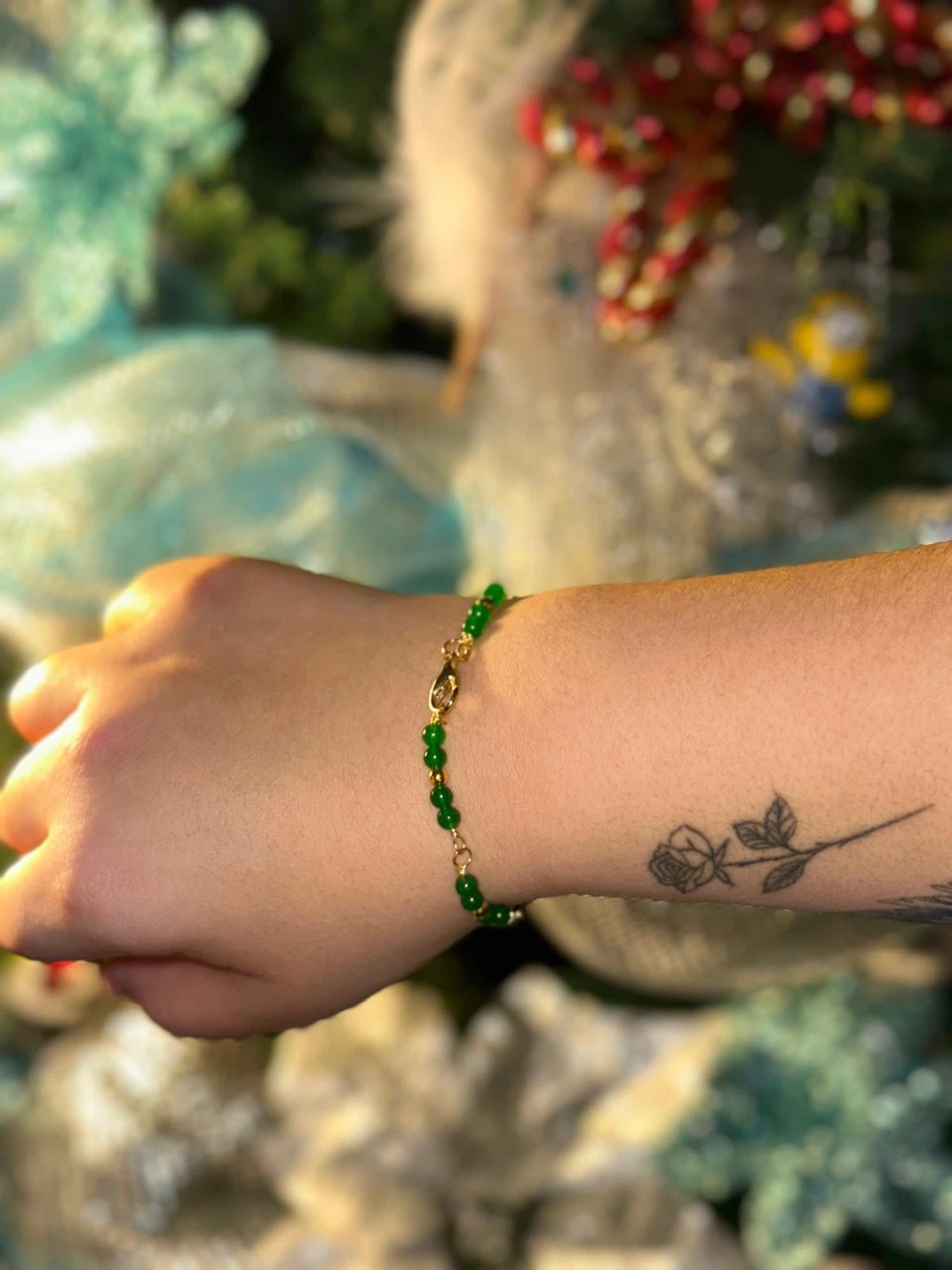 Green Beaded Bracelet - photo 2