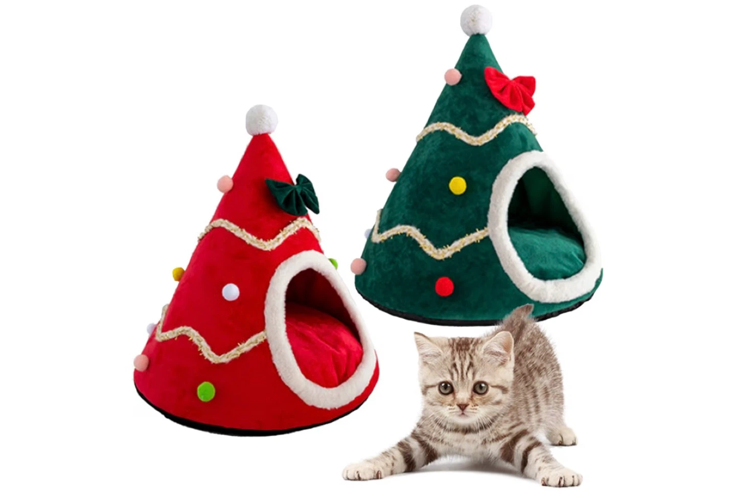 Christmas Tree Cat Bed - Green - photo 4