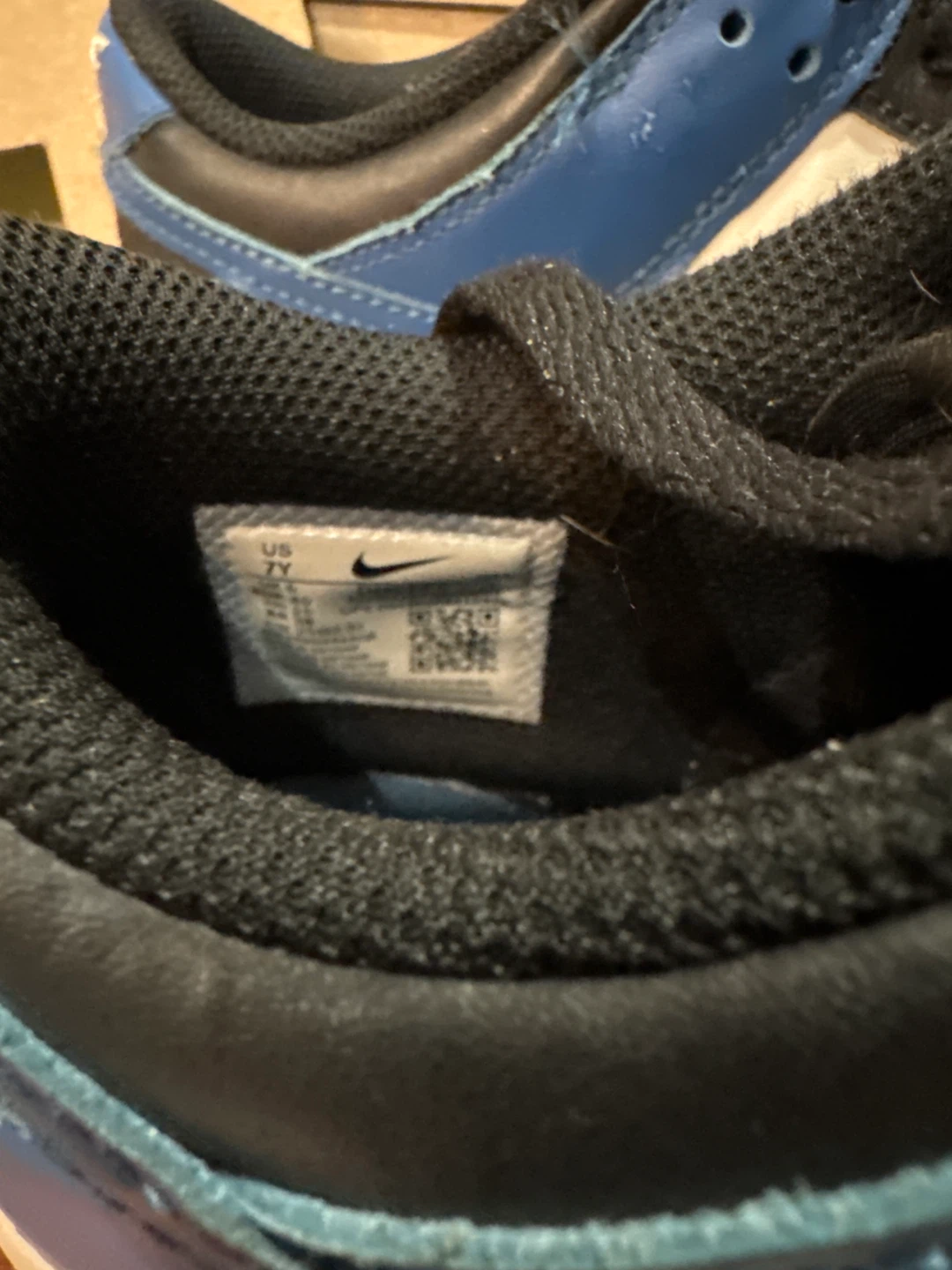 Nike Dunk Low Black/White/Royal Blue Size 7Y - photo 3