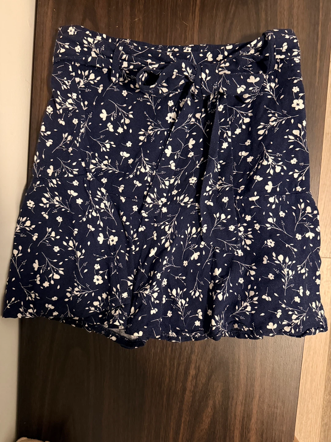Floral Print Skirt - Navy Blue