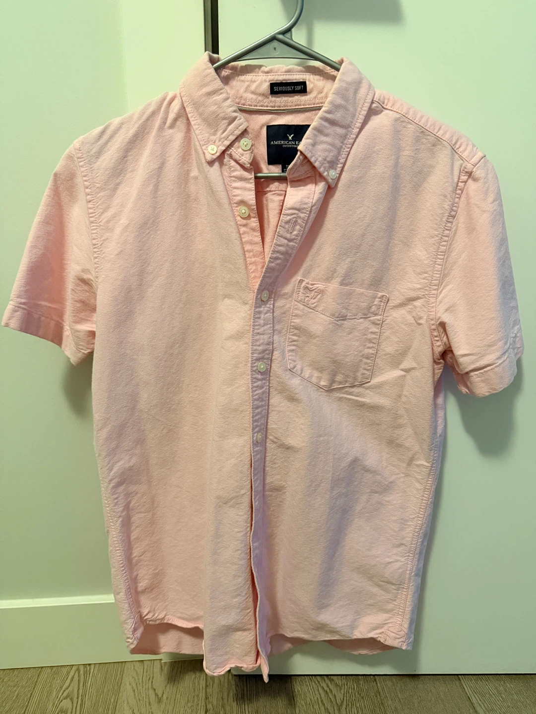 American Eagle Pink Short Sleeve Shirt, Size S