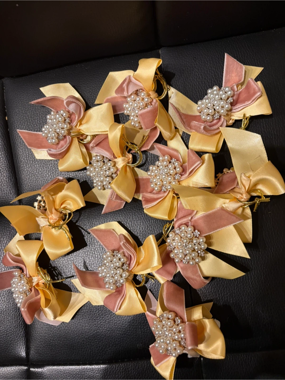 Handmade Ribbon Hair Ties with Pearl Detail