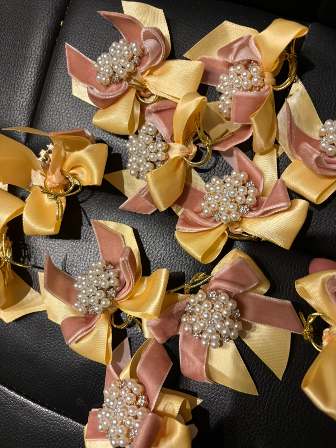 Handmade Ribbon Hair Ties with Pearl Detail - photo 4