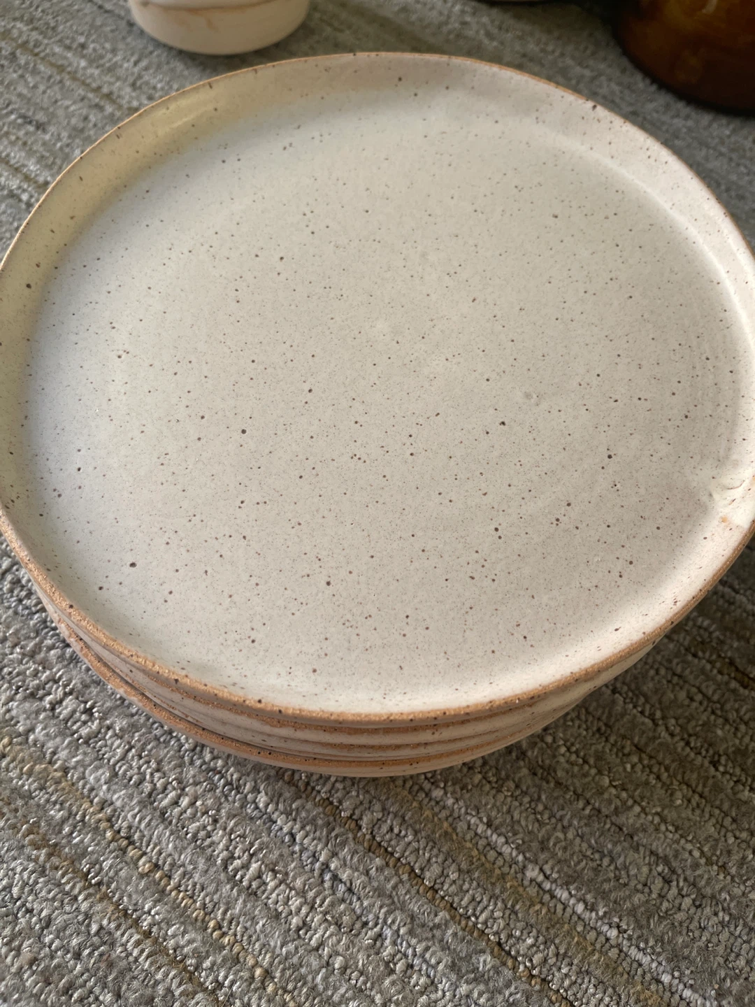 Set of 6 Speckled Ceramic Dinner Plates (Handmade)