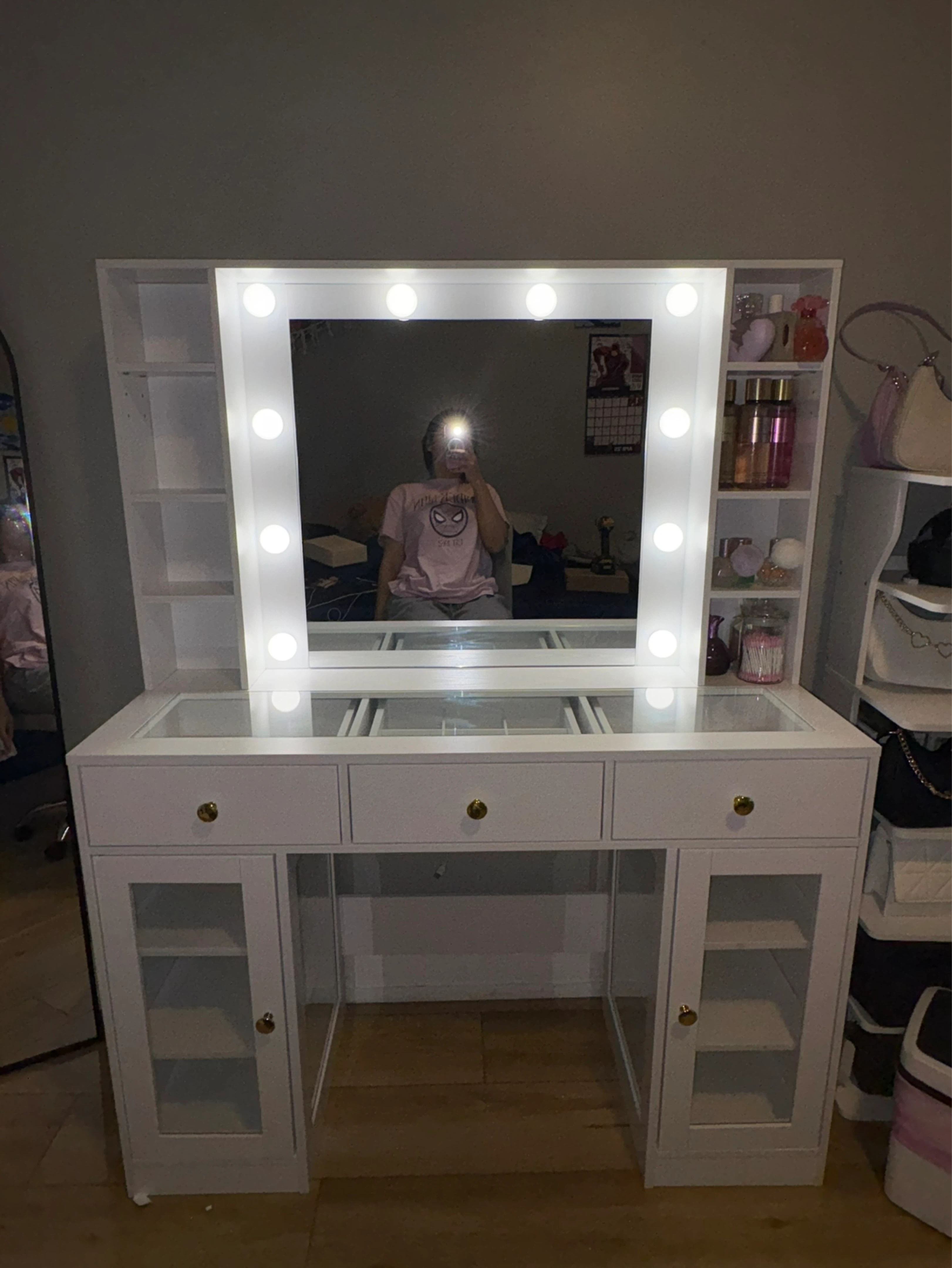 Vanity Table with Lighted Mirror