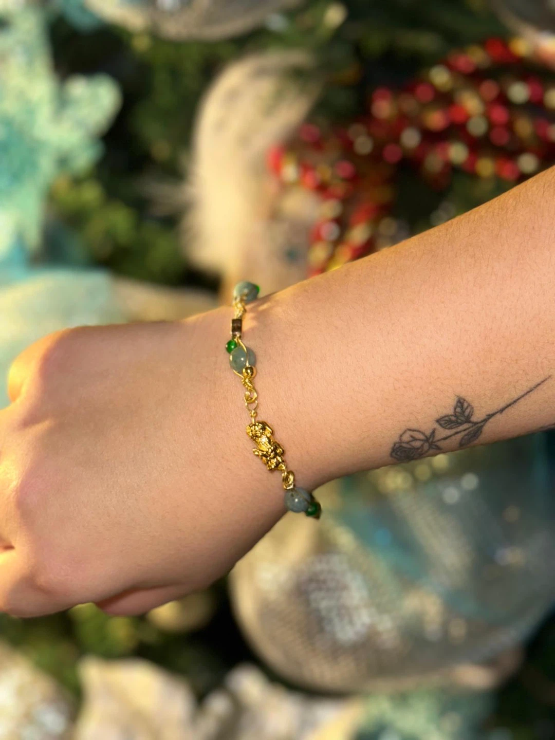Jade & Gold Beaded Bracelet - photo 2