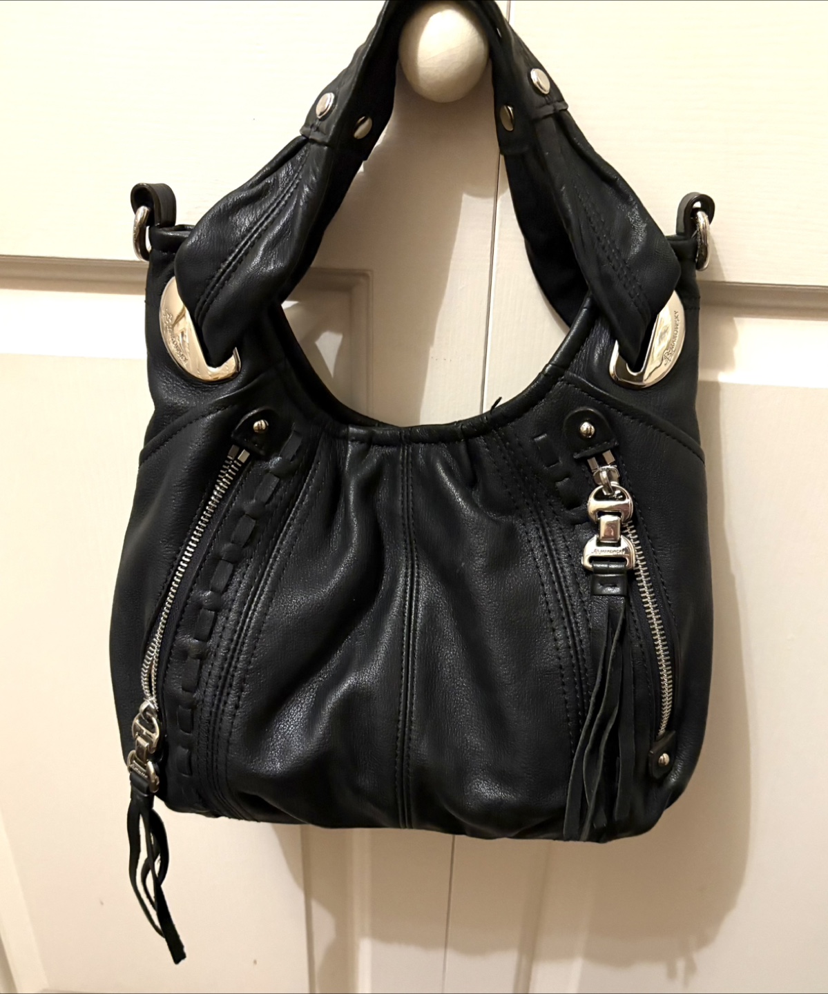 M. Makowsky Black Genuine Soft Leather Hobo Bag - photo 2