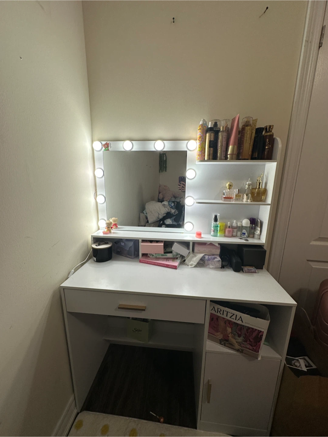 Like-New Vanity with LED Mirror & Storage - photo 3