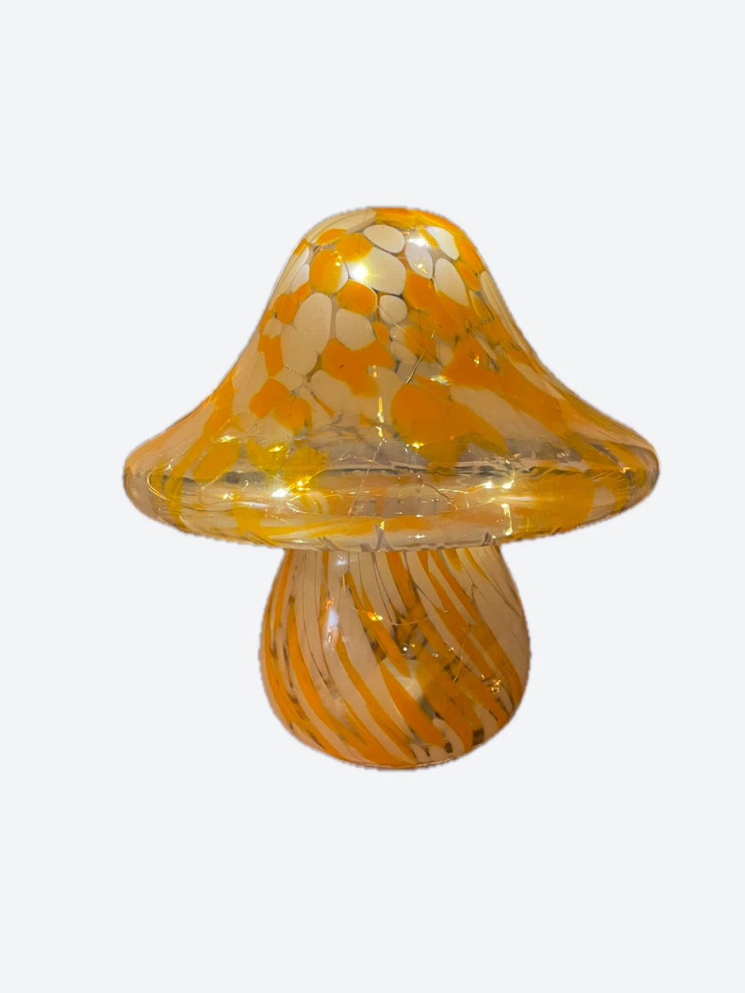 Glass mushroom decor w/fairy lights