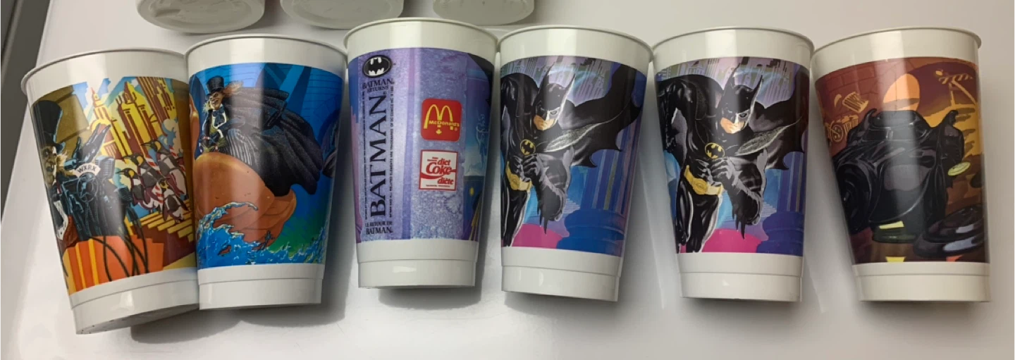 Vintage McDonald's Batman & Flintstones Cups