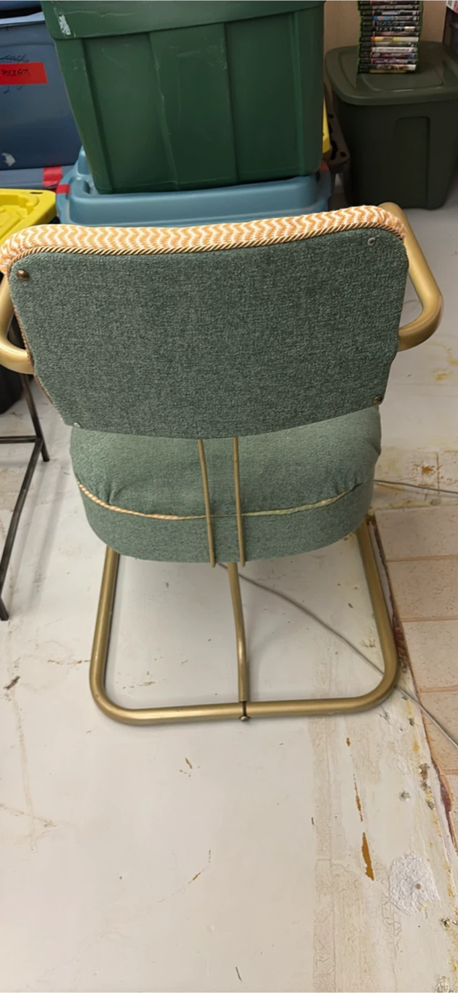 Vintage Green & Gold Accent Chair