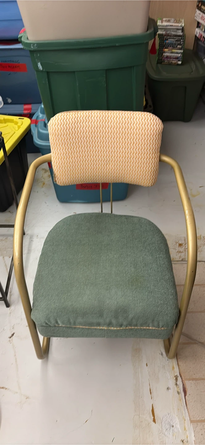 Vintage Green & Gold Accent Chair - photo 2