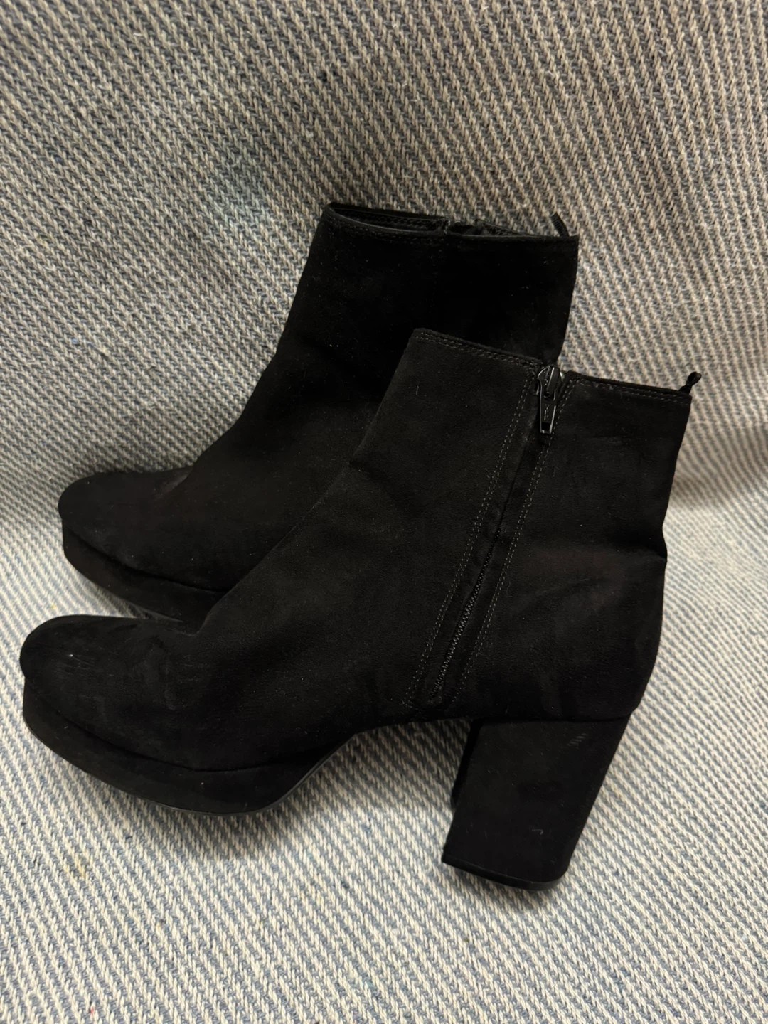 Velvet Black Ankle Boots - Size 8 - photo 2