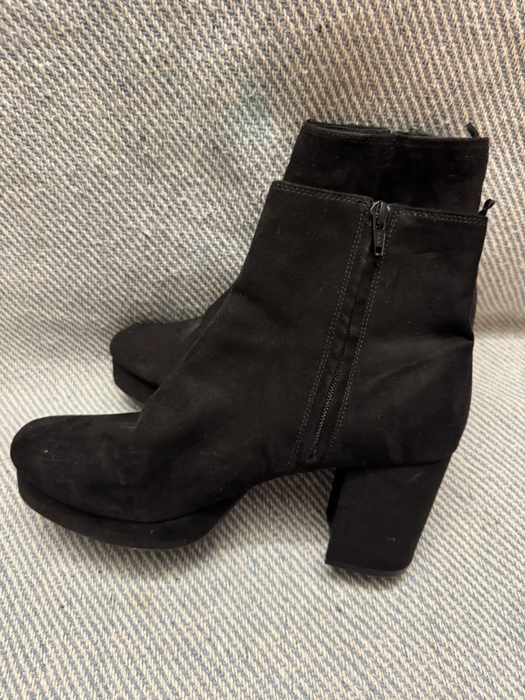 Velvet Black Ankle Boots - Size 8 - photo 3