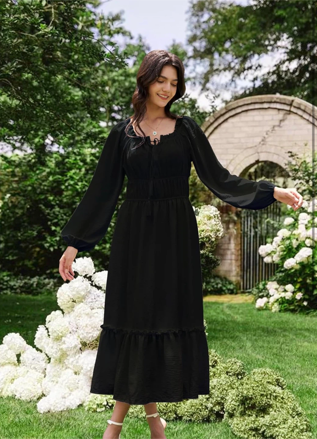 NEW! Anniente Black Long Sleeve Boho Maxi Dress with Pockets - photo 5