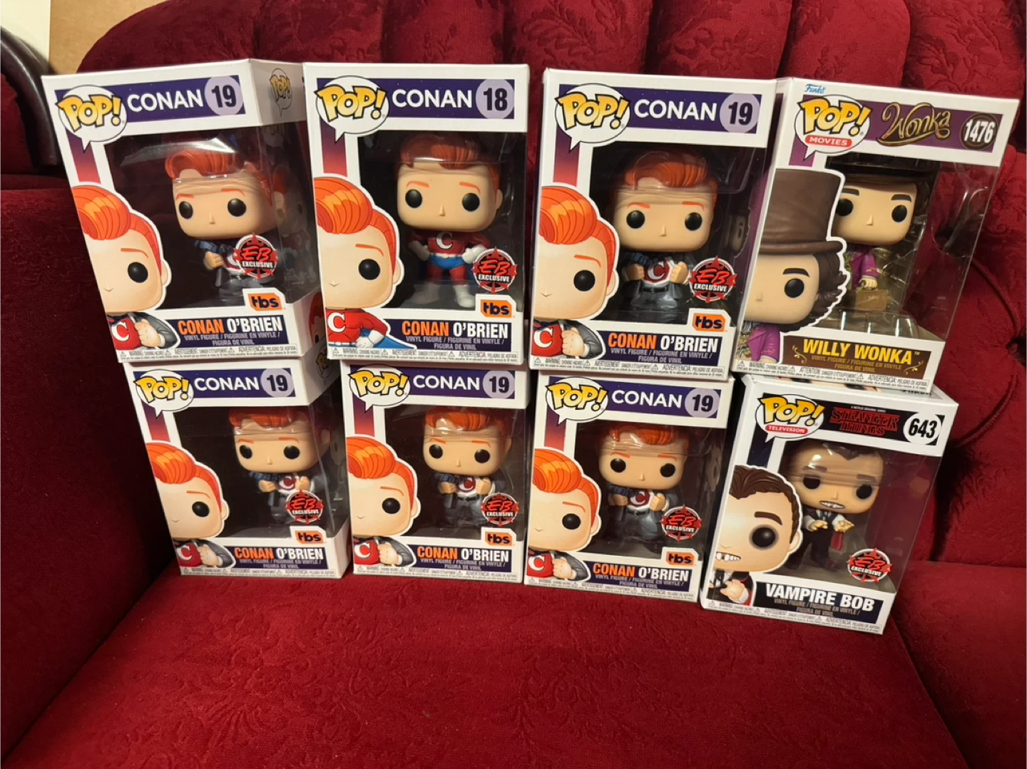 Funko Pop! Conan O'Brien, Willy Wonka, Vampire Bob